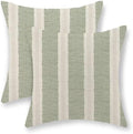 Sage Green Polka Dot Pillow Covers 20x20 Inch Set of 2 Boho Striped