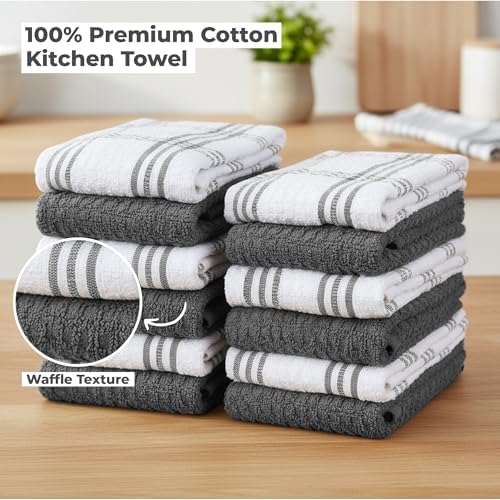RIVERSIDE 12 Pack Large Premium Cotton Kitchen Towels 16x26 Inches