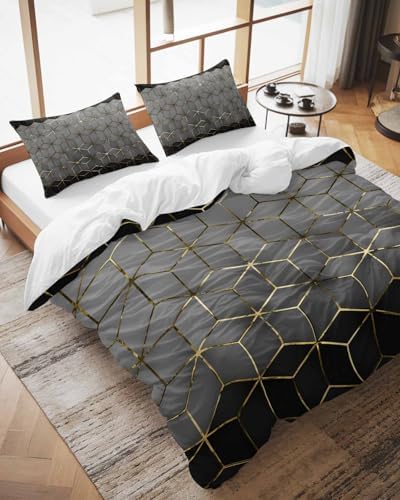 LooPoP Duvet Cover Set Queen SizeGrey Geometric Comforter Sets