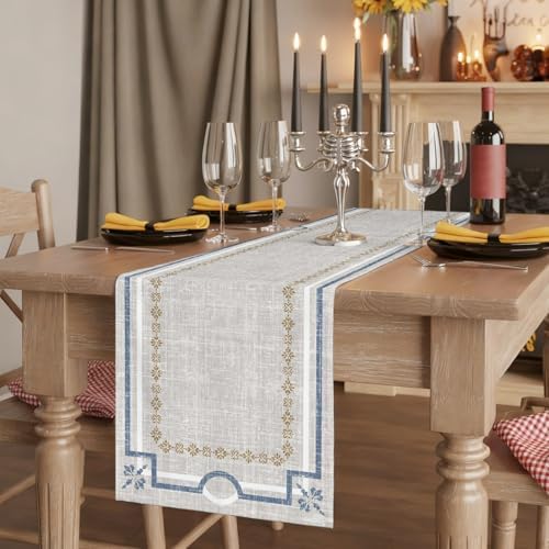 Ivory White Farmhouse Table Runner 72 inches Long Linen Texture