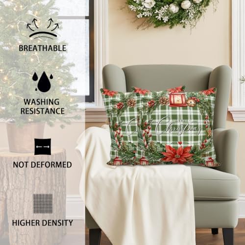 Merry Christmas Outdoor Waterproof Throw Pillow Covers Set of 2