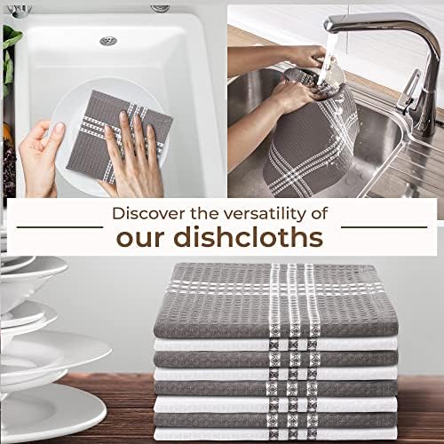 Urban Villa Kitchen Towels Cotton Dish Towels 12”x12” (Set of 8) Grey
