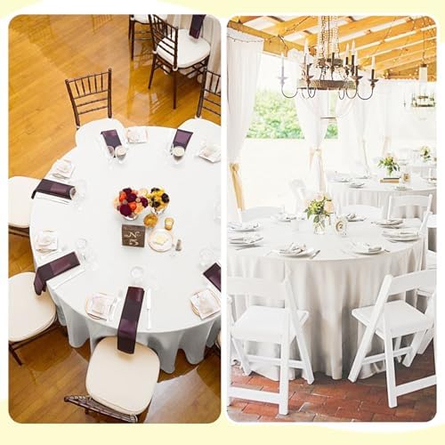 Pesonlook 10 Pack Ivory Round Tablecloths 90 Inch, Polyester Round