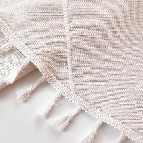 Rustic Cotton Linen Oval Tablecloth, Farmhouse Checkered Heavy Weight