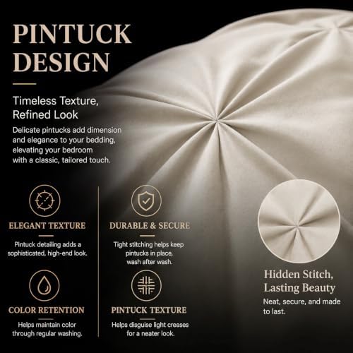 CozyLux California King Comforter Set Beige, 7 Pieces Pintuck Bed in a