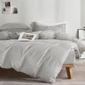 JELLYMONI 100% Cotton Classic Striped TwinXL Duvet Cover Set, Grey
