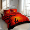 California King Duvet Cover Set African Sunset Giraffes Bedding with