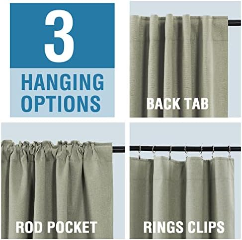 H.VERSAILTEX 100% Blackout Linen Curtains for Bedroom 96 inch Full