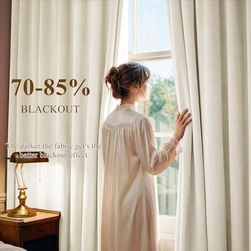 StangH Ivory White Velvet Curtains Privacy for Nursery, W52 x L84, 2
