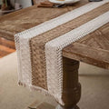 Braided Farmhouse Table Runner (Beige 12x108 inch)