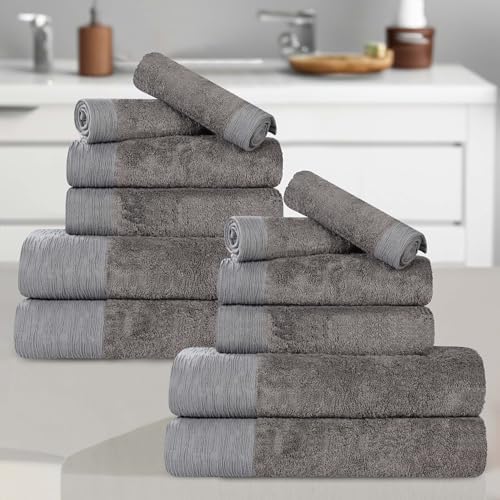 Superior Rayon from Bamboo Blend 12-Piece Towel Set, Luxury Quick Dry