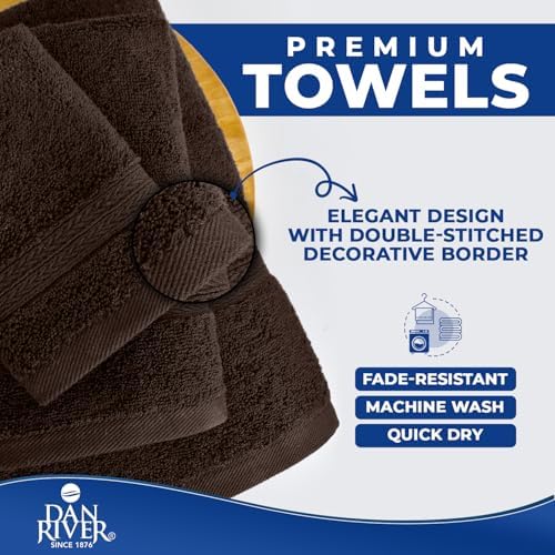 DAN RIVER 8 Piece Luxury Bath Towels for Bathroom, Towel Set, Brown