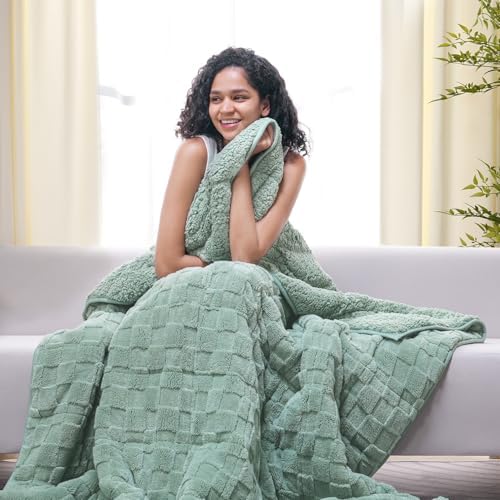 Drewin 15lbs Weighted Blanket Queen Size for Adults,Sage Green,60" x
