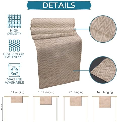 Beige Burlap Texture Table Runner 108 Inches, Farmhouse Nature Linen
