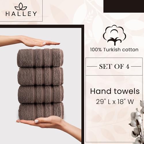 HALLEY Turkish 4 Pack Premium Hand Towels (4 Pieces) 650 GSM Highly