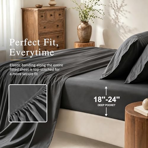 MEISHANG 1000TC Egyptian Cotton Sheets King, 16" Deep Pocket