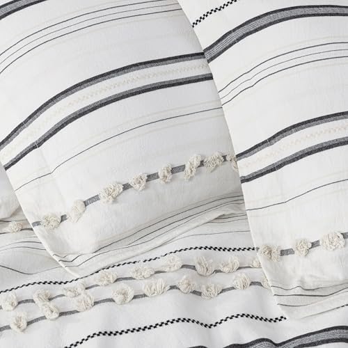 Chezmoi Collection 3-Piece Clip Jacquard Cotton Duvet Cover Set King