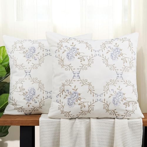 Home Soft Things Embroidered Canvas Decorative Throw Pillow Covers
