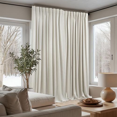 KOUFALL Extra Wide Linen Black Out Curtains Drapes 96 Inch Long 2