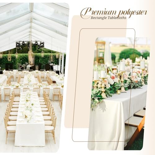 10 Pack 60 x 102 Inch Rectangle Tablecloth, Ivory Tablecloth for
