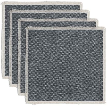 Hausattire Cotton Frayed Placemats Set of 4 Dining Table 14x14 Inch