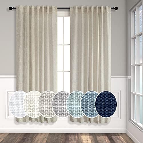 Beige Curtains 72 Inch Length for Living Room 2 Panels Set Back Tab