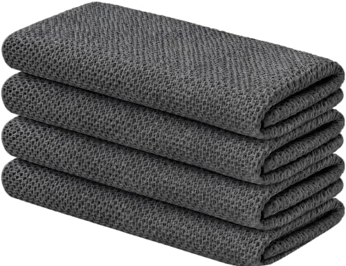 100% Cotton Waffle Weave Kitchen Towels, 4 Pack Dish Cloths for