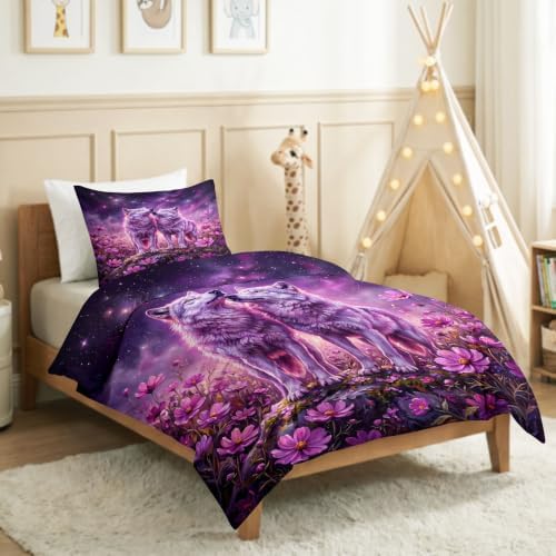King Duvet Cover Set Soft Microfiber Dream Wolf