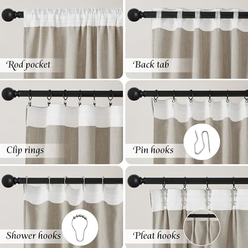 NICETOWN Taupe Thick Linen Curtains 84 Inches Long for Living Room 2