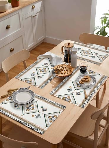 Placemats Set of 8, Beige Boho Woven Placemat, Linen Place Mats for