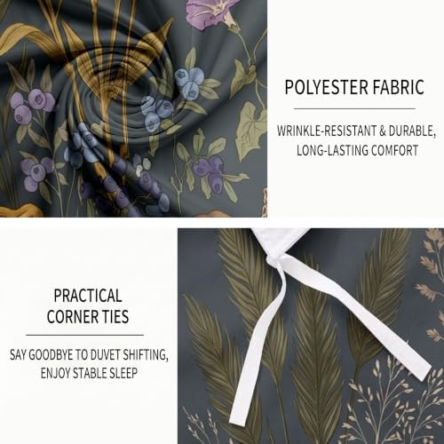 Retro Pastoral Reversible Grey Duvet Cover Set King Size