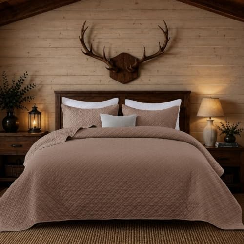 Queen Quilt Set with Shams Lightweight Quilted Bedspread Coverlet Thin