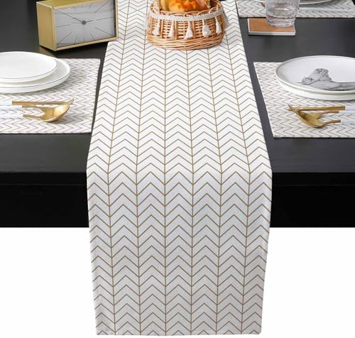 Modern Striped Table Runner and Placemats Set of 6 Farmhouse Country