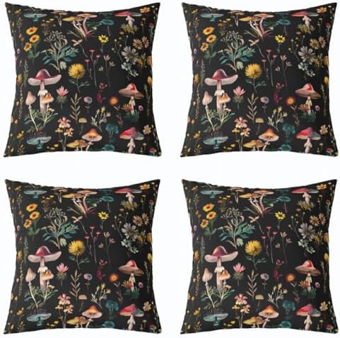 jejeloiu Cartoon Mushrooms Throw Pillow Covers Set of 2 Mushroom