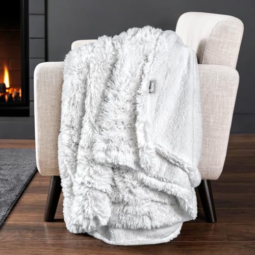 Bare Home Shaggy Faux Fur Sherpa Blanket (King, White)