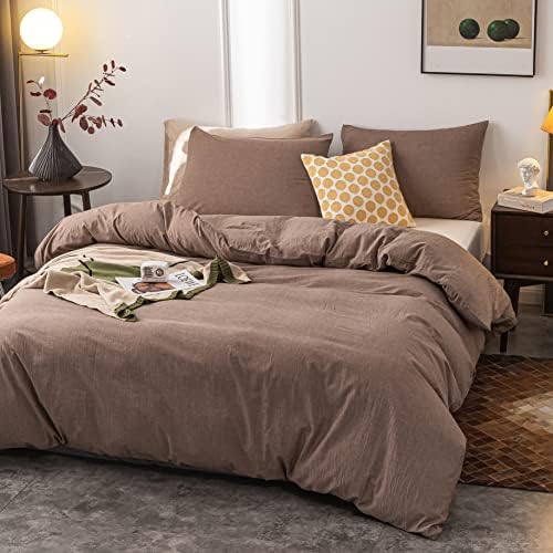 Janlive Washed Cotton Duvet Cover King Ultra Soft 100% Cotton Solid