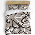 Duvet Cover Set Queen, Abstract Stripe Black White on Gray 3 Piece