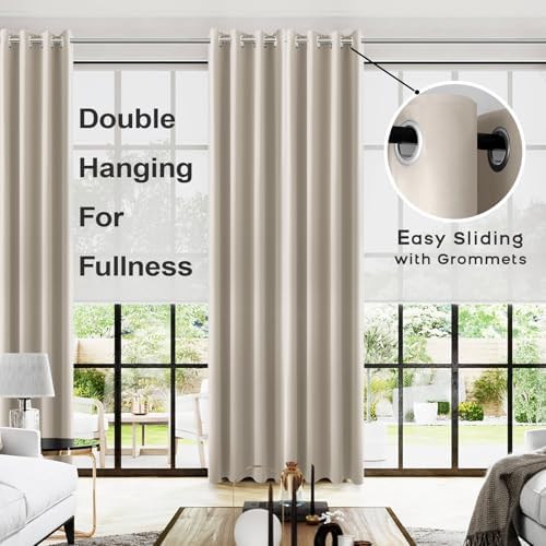 KOUFALL Neutral Taupe Blackout Curtains 96 Inches Long for Living