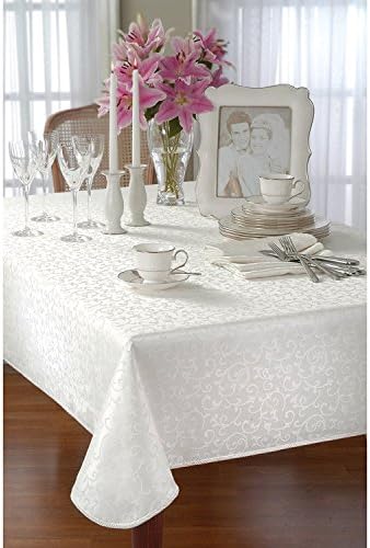 Lenox Opal Innocence Tablecloth, White - 90" W x 90" L Round