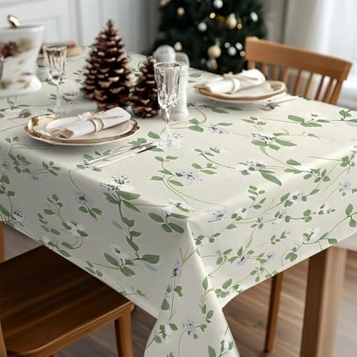 Ditsy Floral Print Square Table Cloth, Waterproof Duty Vinyl Plaid