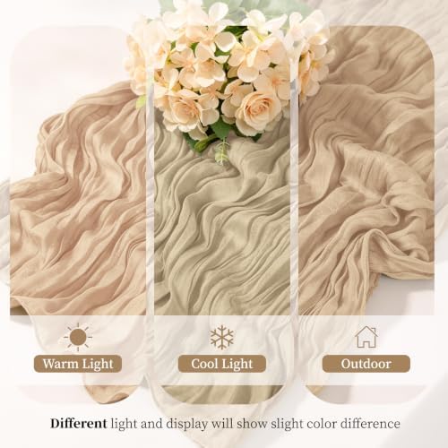 12 Pack Beige Cheesecloth Table Runner, Gauze Table Runners 17 x 108