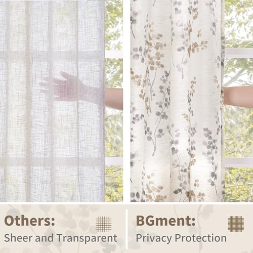 BGment Brown Linen Curtains for Bedroom 63 Inch Length 2 Panels