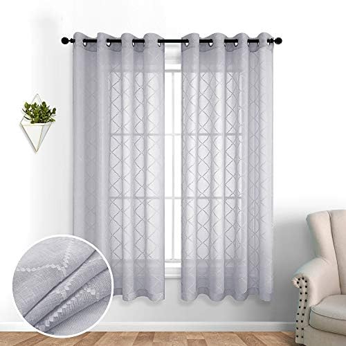 KOUFALL Grey Curtains 63 Inch Length for Bedroom 2 Panel Sets Grommet