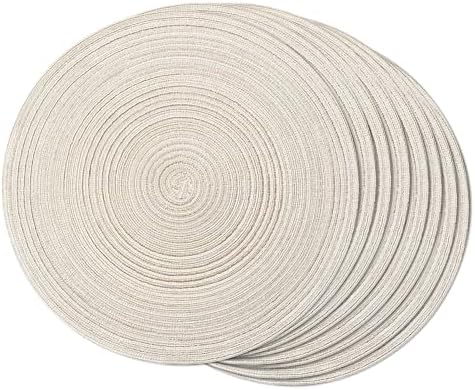 FunWheat Round Braided Placemats Set of 8 Place mats for Dining Tables