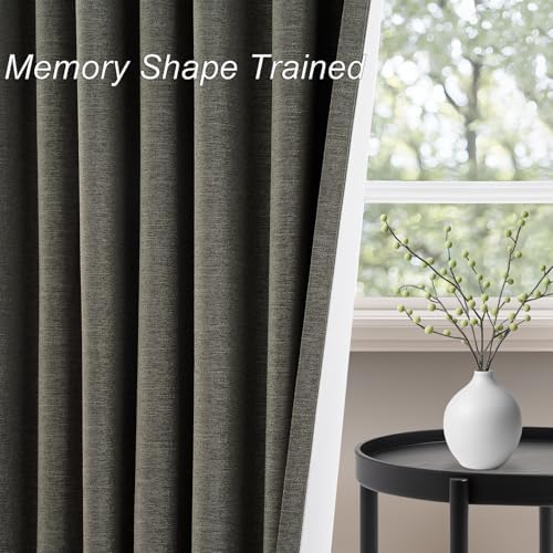 Topfinel Extra Long Grey Linen Blackout Curtains 120 inches Long