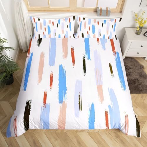 Manfei Geometric Stripe Kids Bedding Set King Size,Simple Art Brush