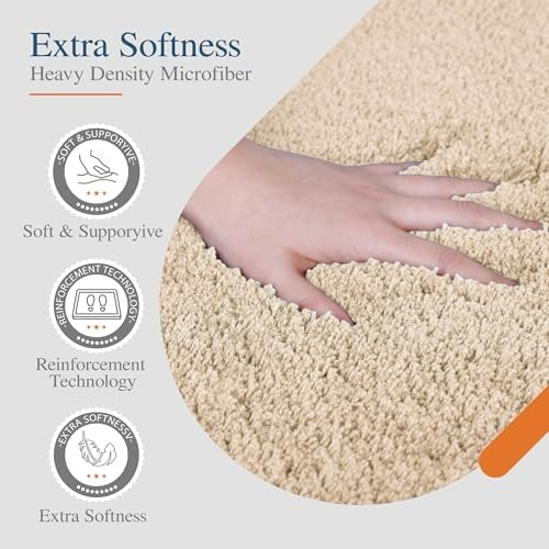 Walensee Shaggy 2 Piece Bath Rug Set, (20 x 32, 2 Pack Set, Beige)