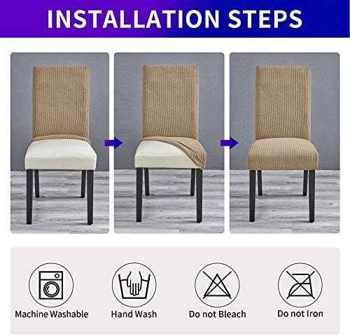 Stretch Chair Covers for Dining Room Set of 6, Removable Washable
