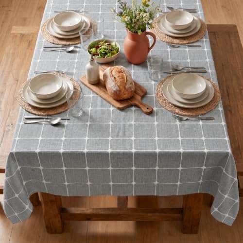 Horaldaily Rustic Plaid Table Cloth, Gray, 60×120 Inch Rectangular
