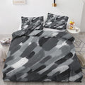 Grey Duvet Cover Queen Size, Abstract Brush Strokes Bedding Set